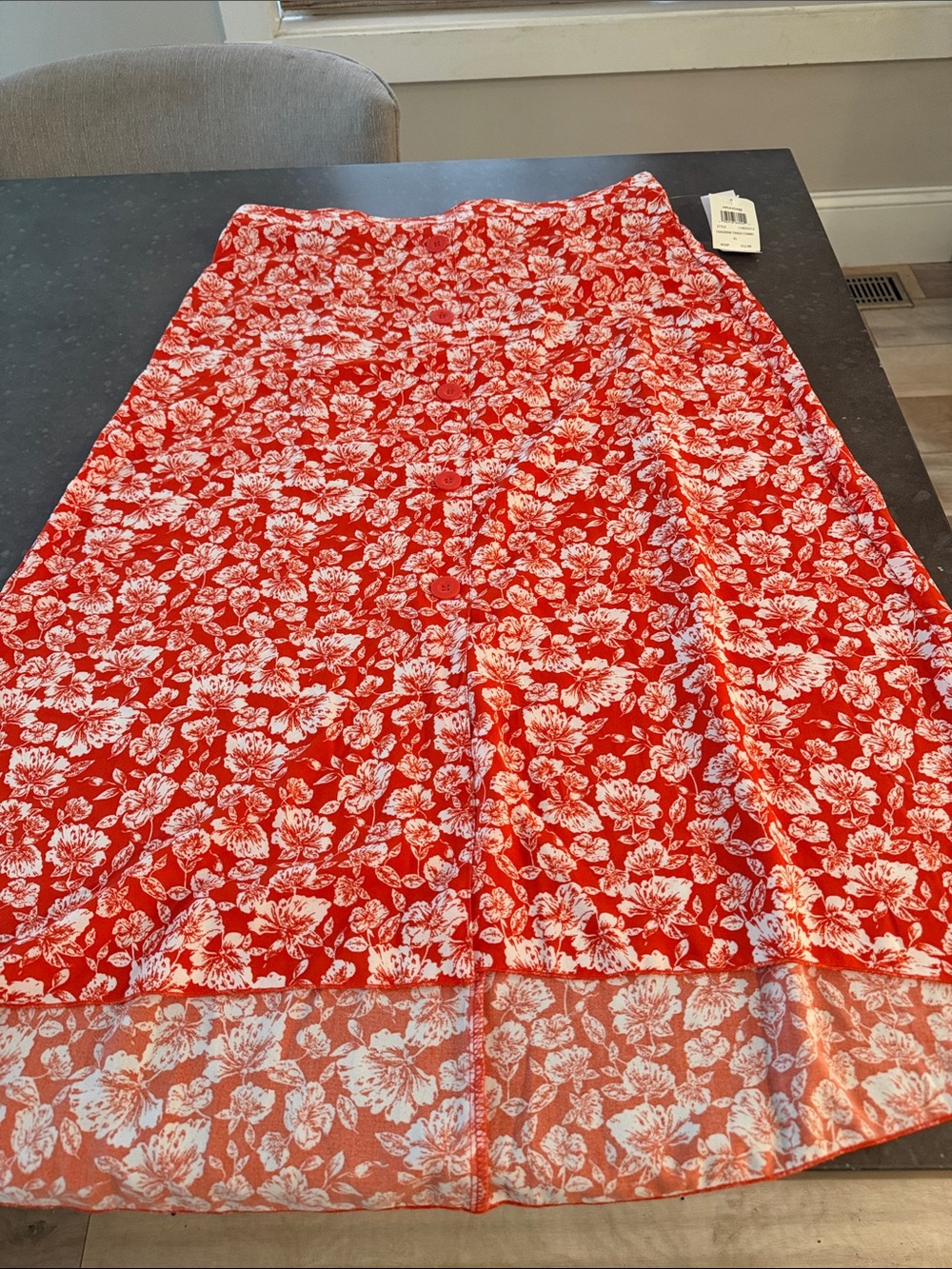 Women’s High-Low Floral Skirt - bright orange